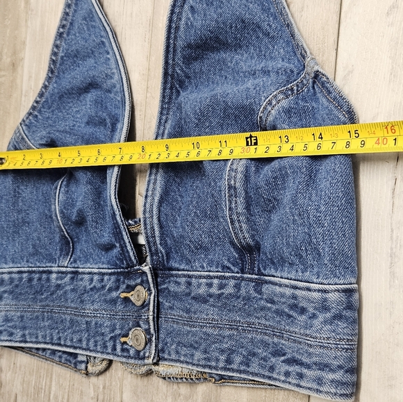 Levi's Daisy Denim Halter Top Size Large Festival Coachella Coquette - Picture 5 of 16